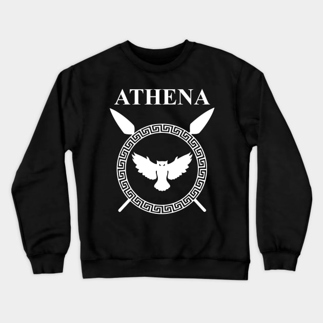 Athena Ancient Greek Goddess Shield Crewneck Sweatshirt by AgemaApparel